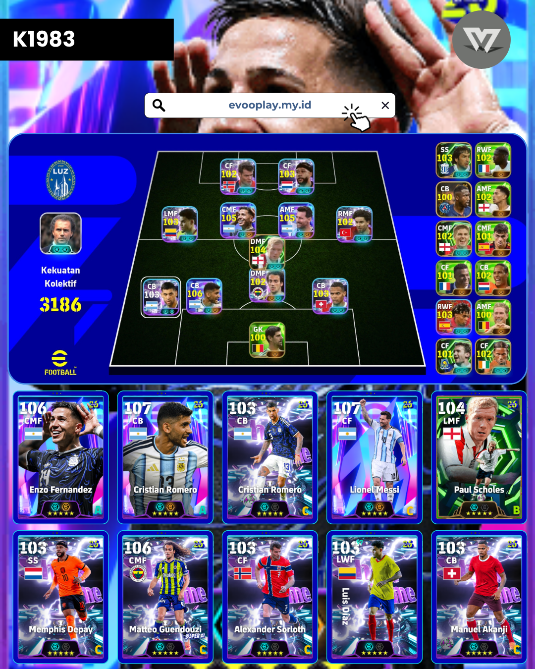Enzo,messi, romero, Scholes,Depay,Matteo sorlot dkk