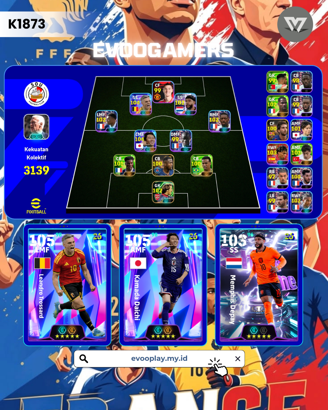 Trossard,kamada,Depay dkk