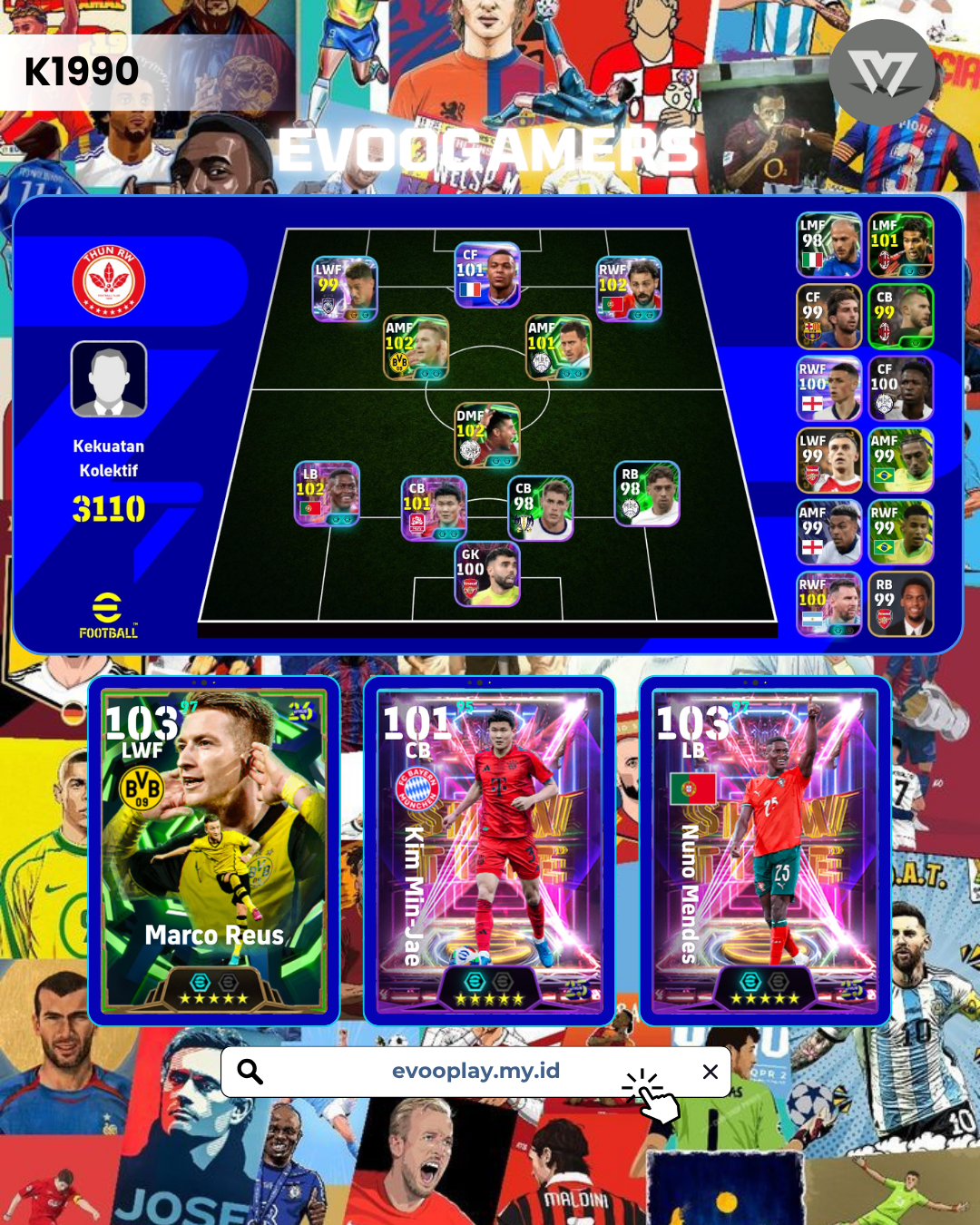 Nuno terkuat,kimin jae, reus, Bernardo Silva dkk