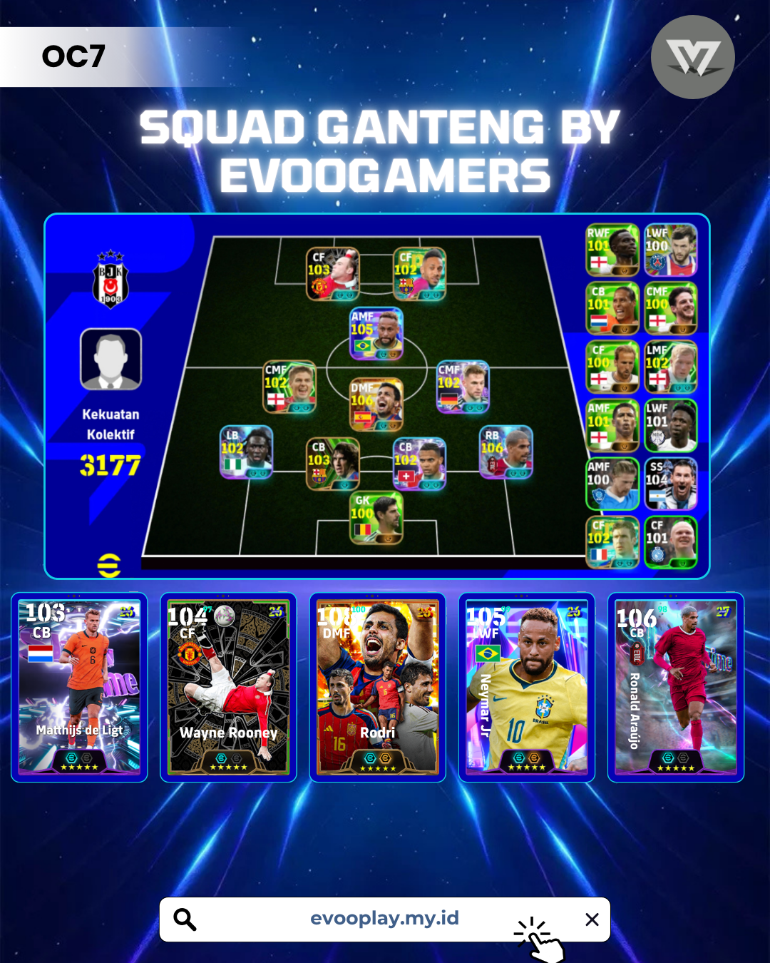 3 GACHA MERATA NEYMAR, RODRI, ARAUJO